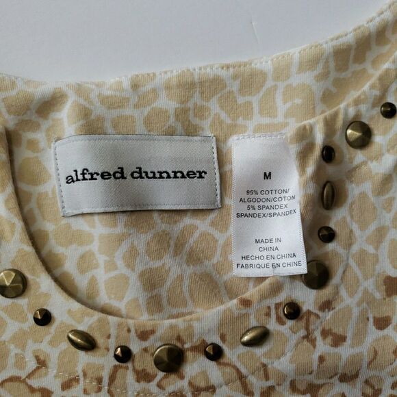 Alfred Dunner 3/4 Sleeve Animal Print Giraffe Blouse Cotton Stretch Women Size M - Picture 5 of 7